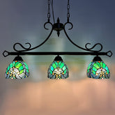 COTOSS Tiffany Pool Table Lights Hanging Chandelier 3 Lights Stained Glass Pendant Lighting Fixtures for Dining Room Kitchen Island Gameroom Bars
